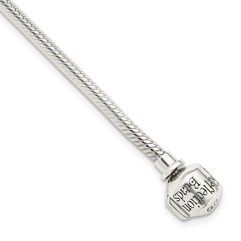 Sterling Silver 3mm Snake Chain Starter Bead Charm Bracelet, 6.75 Inch